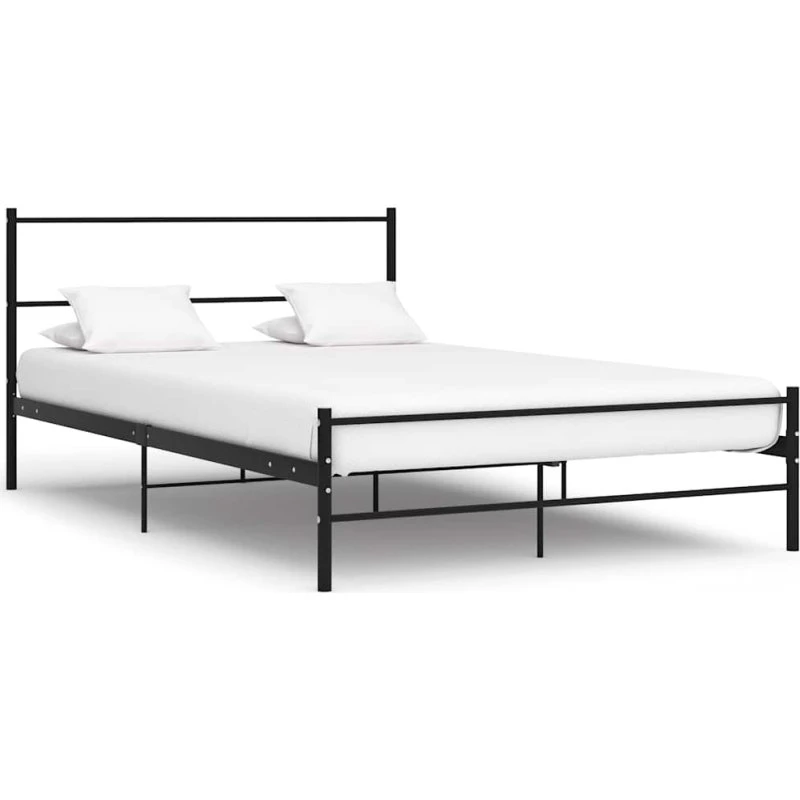 Sengeramme i metal med hovedgærde 140x200 cm - Sort