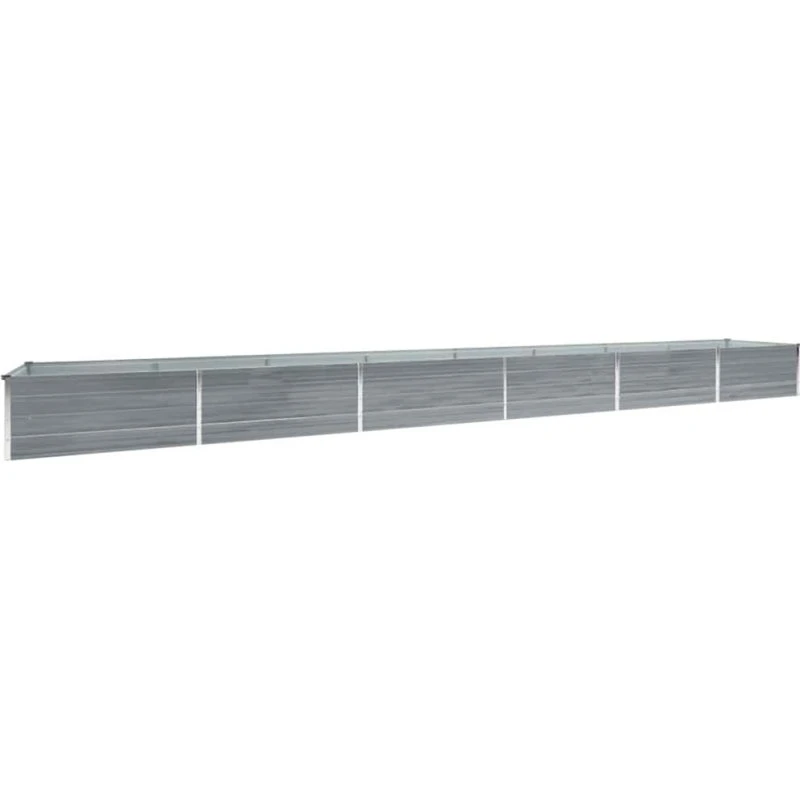 Hævet plantekasse 600×80×45 cm – galvaniseret stål (grå)