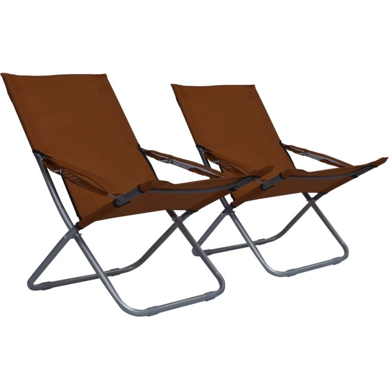 Foldbare strandstole 2 stk. – brun, 600D oxford