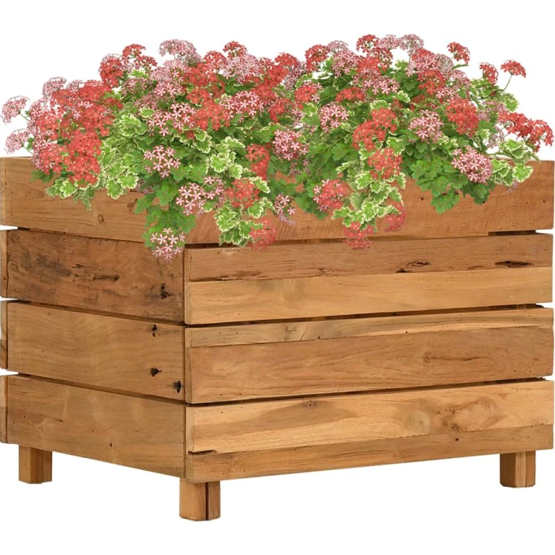 Højbed i genanvendt teak og stål 50x40x38 cm