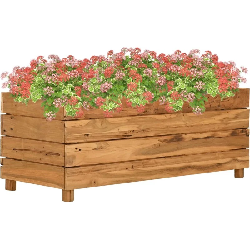 Højbed 100x40x38 cm i genanvendt teak og stål