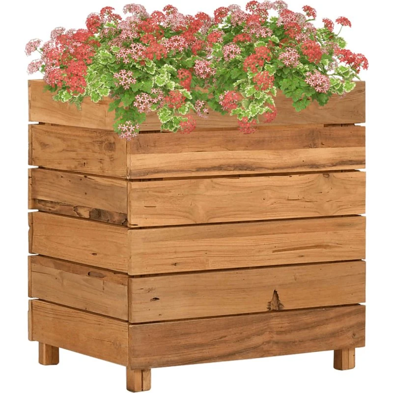 Højbed 50x40x55 cm i genanvendt teak og stål