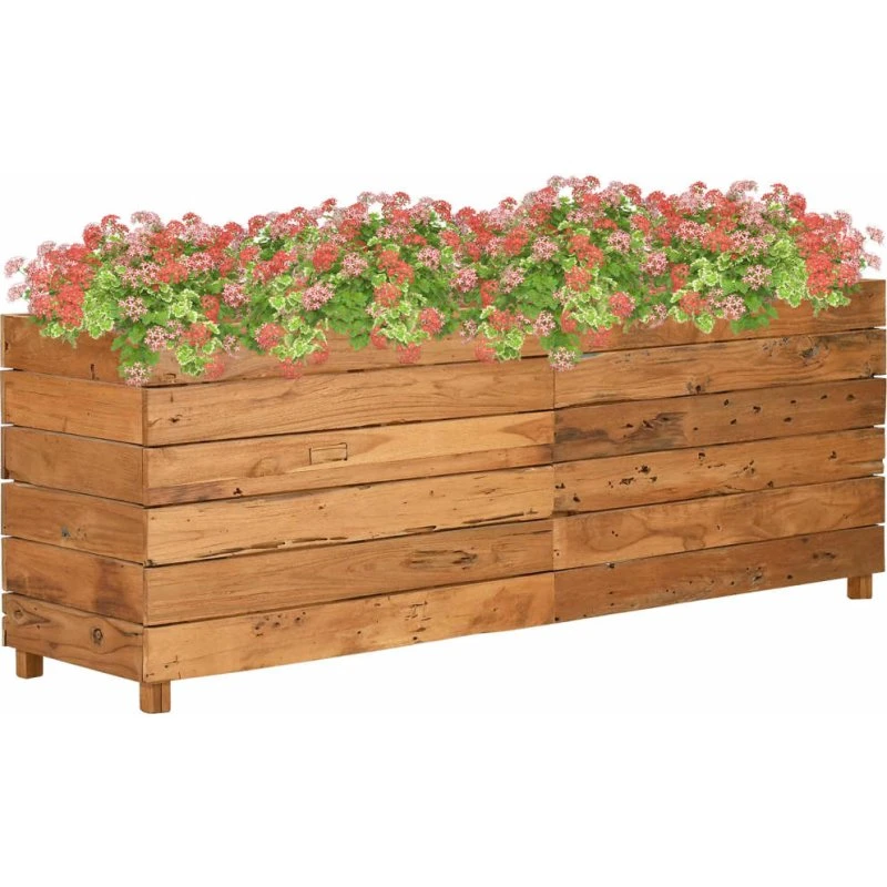Højbed 150x40x55 cm i genanvendt teak og stål