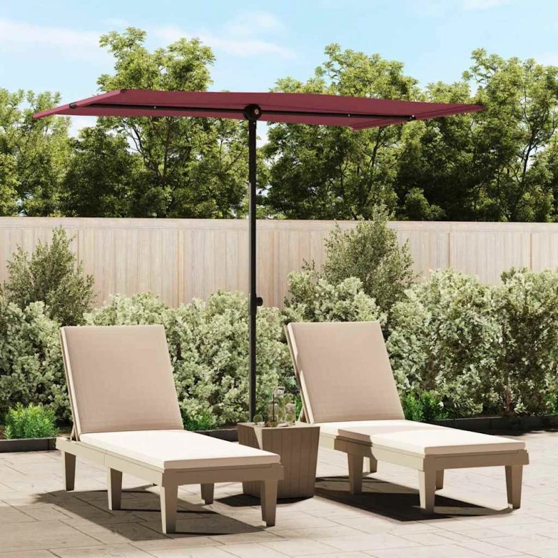Haveparasol 2x1,5 m bordeaux med aluminiumsstang
