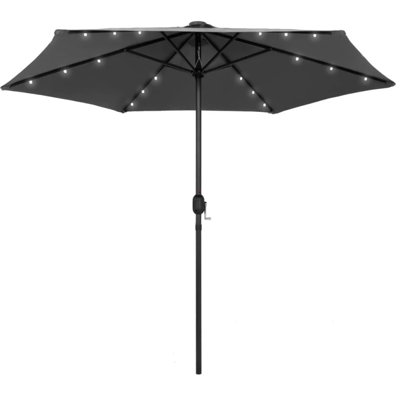 Parasol 270 cm med LED-lys og aluminium - Antracit
