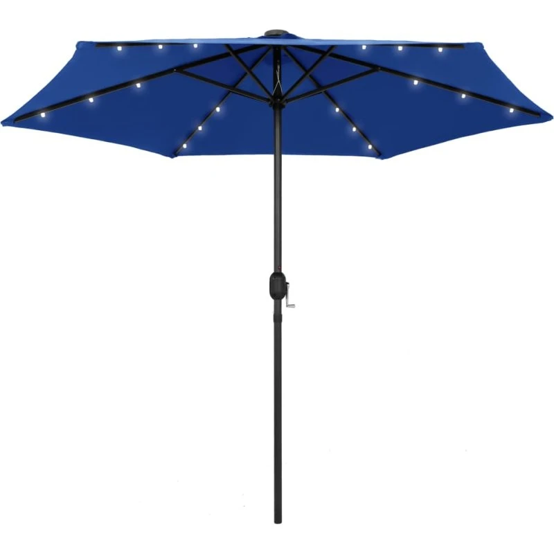 Parasol 270 cm med sol-LED og aluminium — azurblå