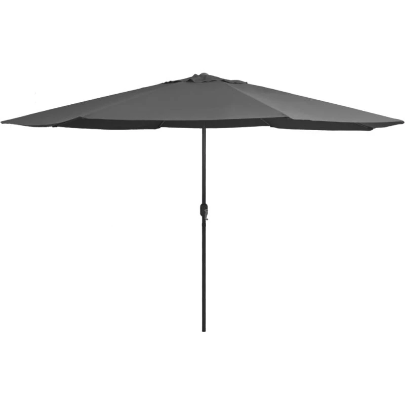 Parasol 390 cm antracitgrå med metalstang og håndsving