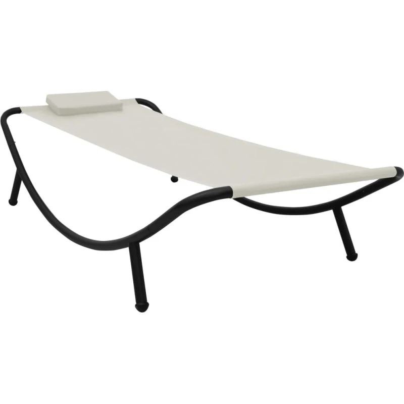 Liggestol/lounge 200x90 cm stål - creme