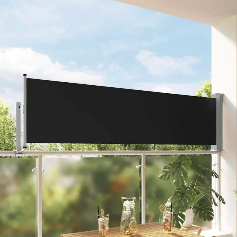Sammenrullelig sidemarkise 80x300 cm - sort