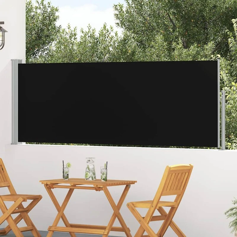 Sammenrullelig sidemarkise til terrasse 100x300 cm – sort