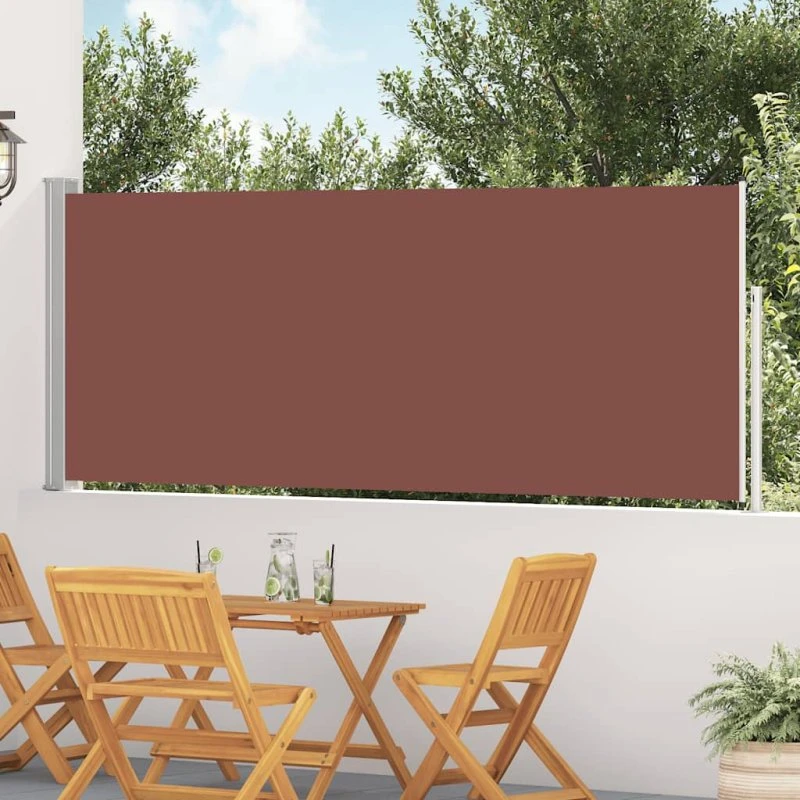 Sammenrullelig sidemarkise til terrasse 120x500 cm - Brun