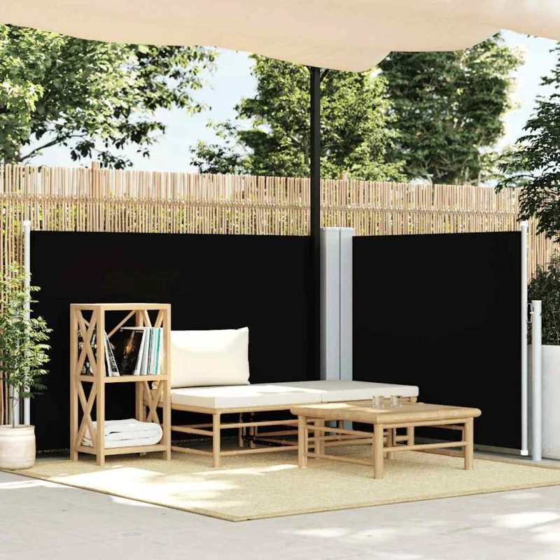 Sammenrullelig sidemarkise 120×600 cm – sort