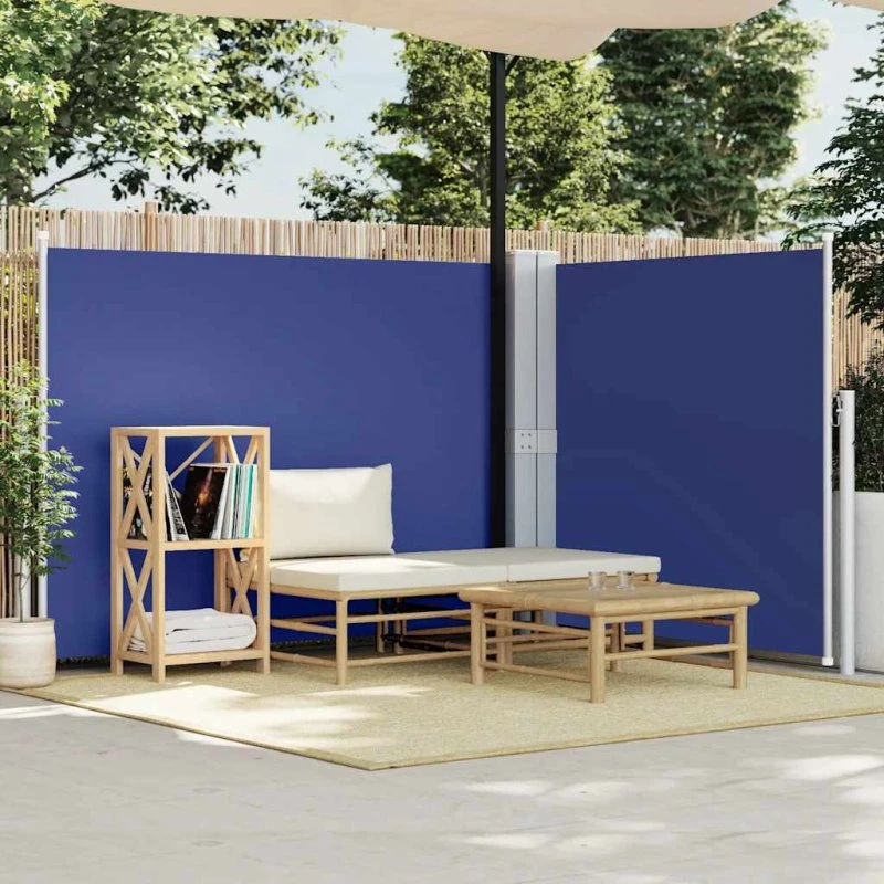 Sammenrullelig sidemarkise 140×600 cm - Blå