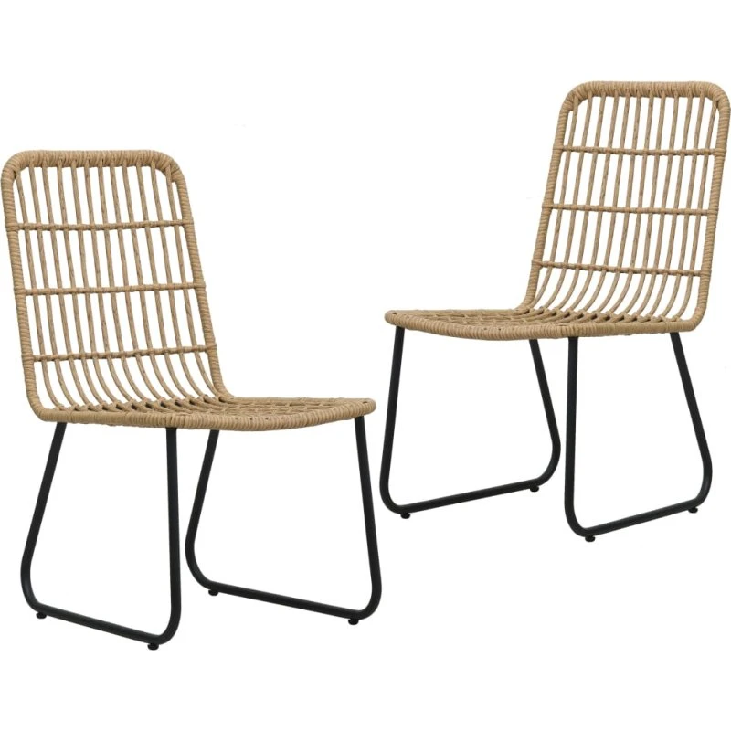 Havestole 2 stk. i polyrattan - egetræsfarve