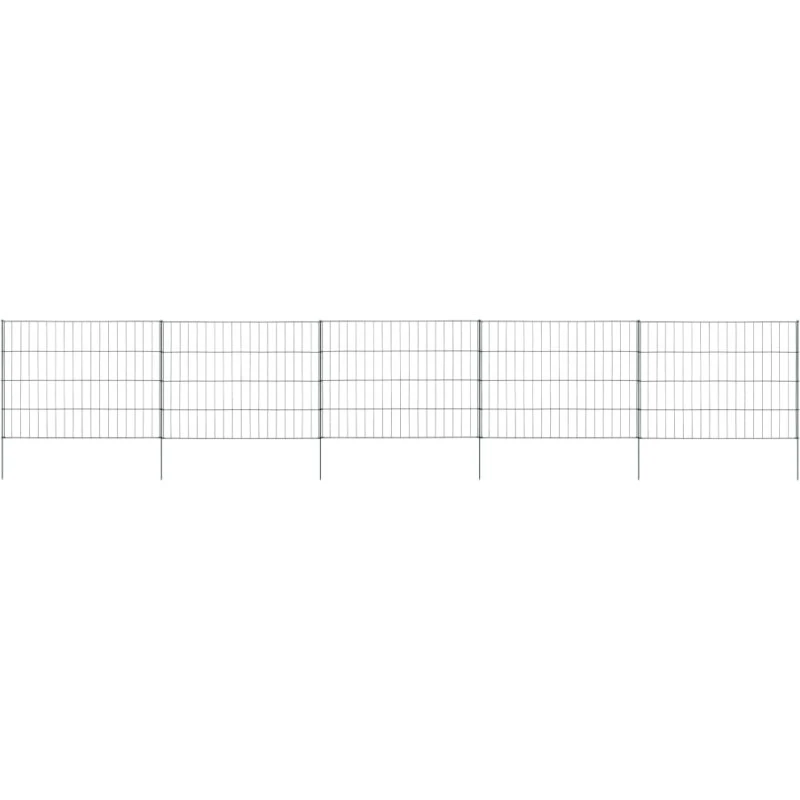 Havehegnssæt 115x79 cm grøn – 5 paneler + 6 stolper