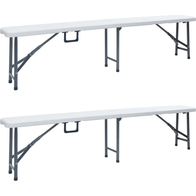 Foldbare havebænke 2 stk. 180 cm - Hvid HDPE