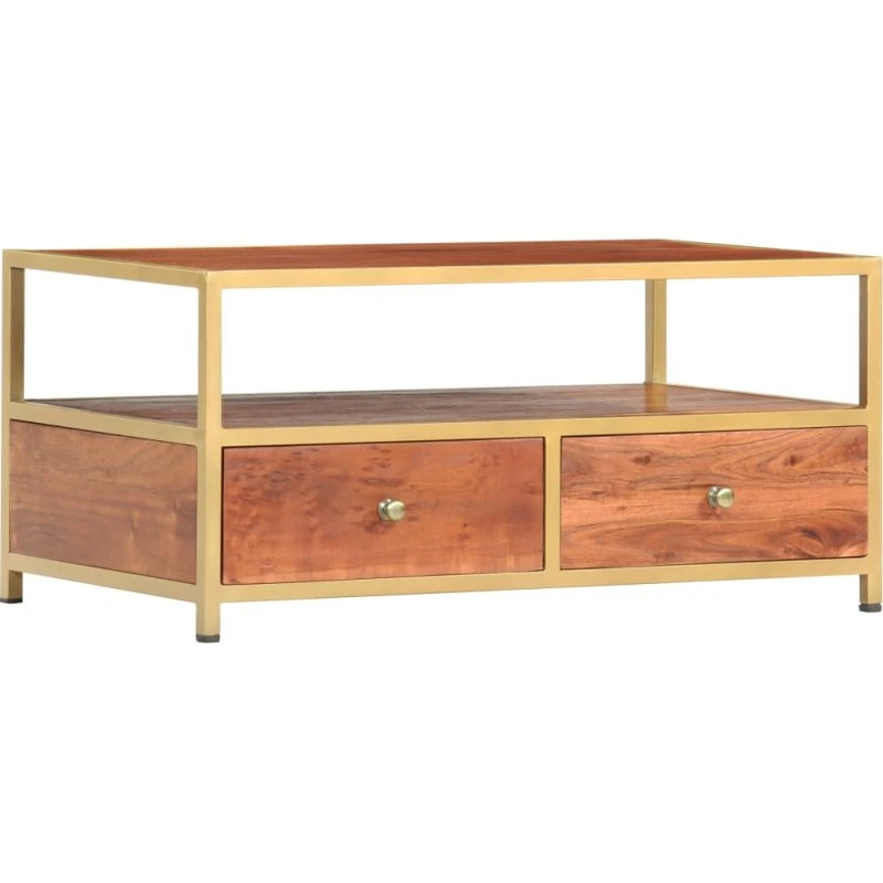 Sofabord i massivt akacietræ 90x50x40 cm – vintage håndlavet