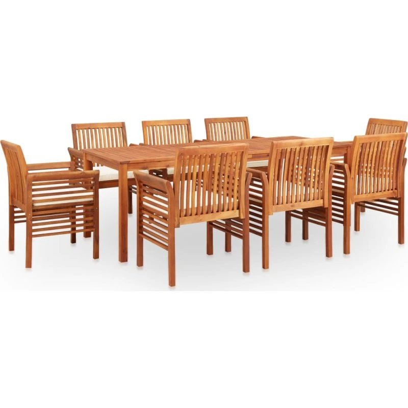 Udendørs spisebordssæt 9 dele i massivt akacietræ
