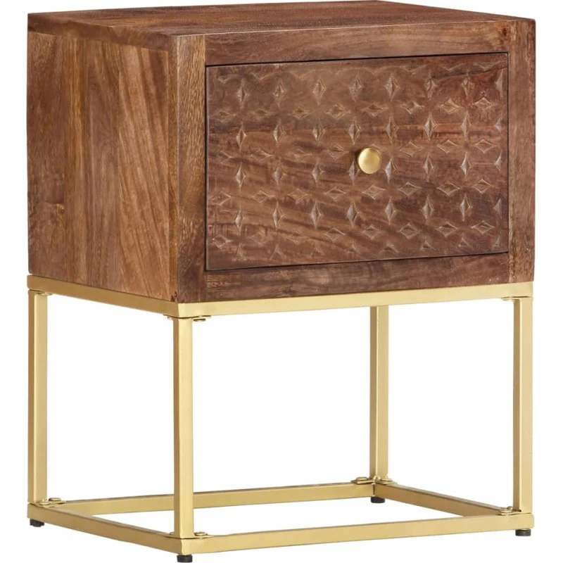 Sengebord i massivt mangotræ 40x30x50 cm – vintage