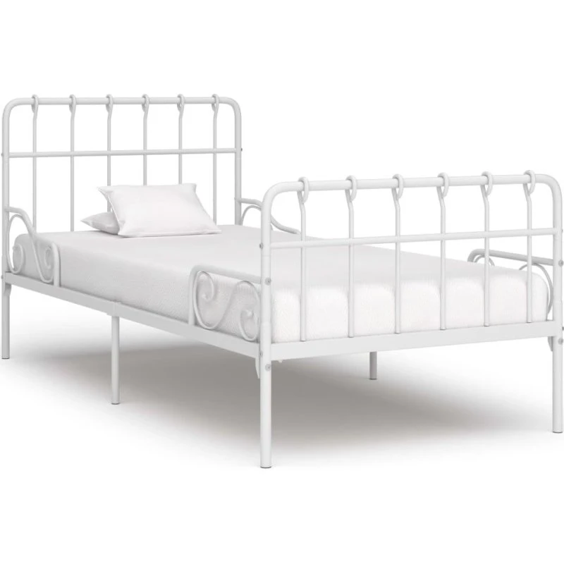 Hvidt sengestel med lamelbund 90x200 cm
