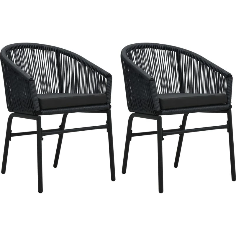 Havestole 2 stk. PVC-rattan sort med hynder