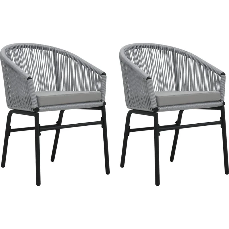 Havestole 2 stk. PVC-rattan antracitgrå