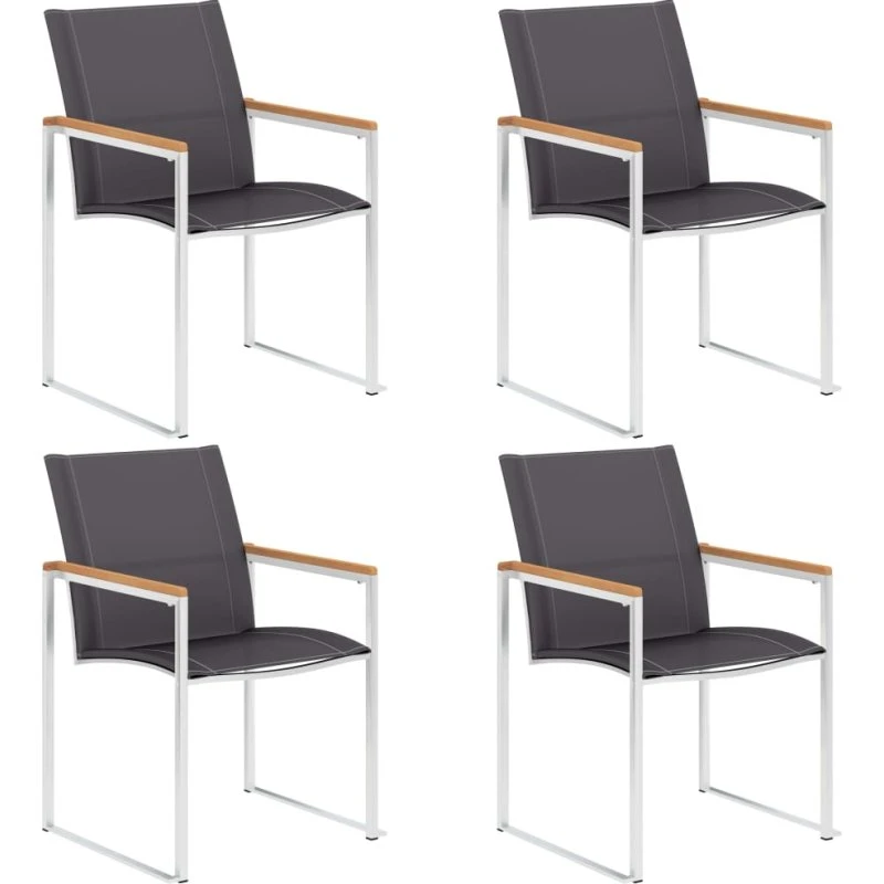 Havestole 4 stk. i textilene og rustfrit stål, grå