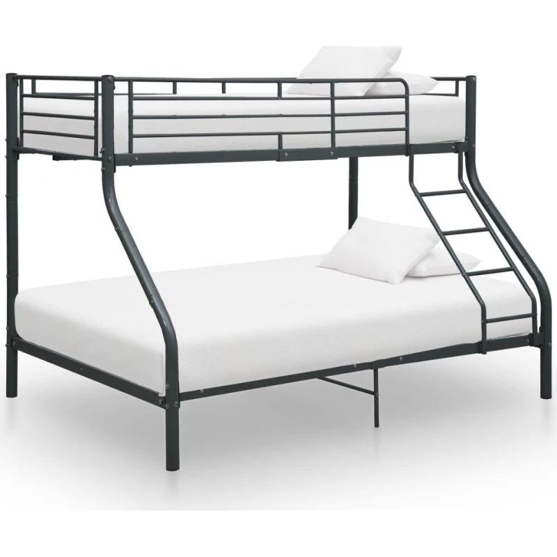 Køjeseng i sort metal 140x200/90x200 - robust og pladsbesparende