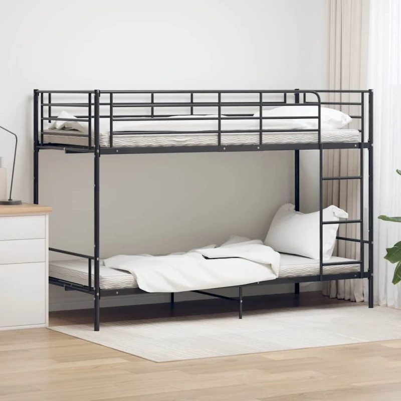 Køjeseng 90x200 cm i sort metal - robust og pladsbesparende