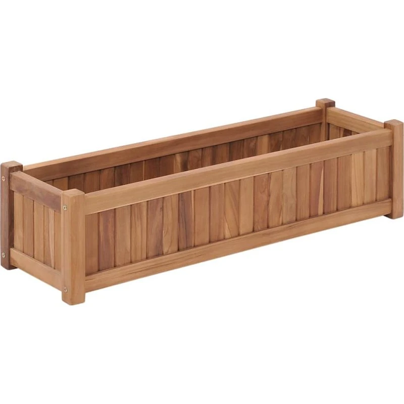 Hævet plantekasse i massivt teak 100×30×25 cm
