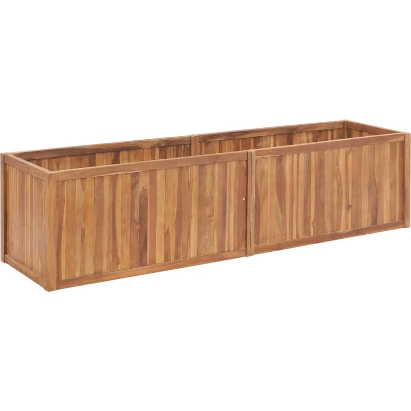 Hævet plantekasse i massivt teak 200x50x50 cm