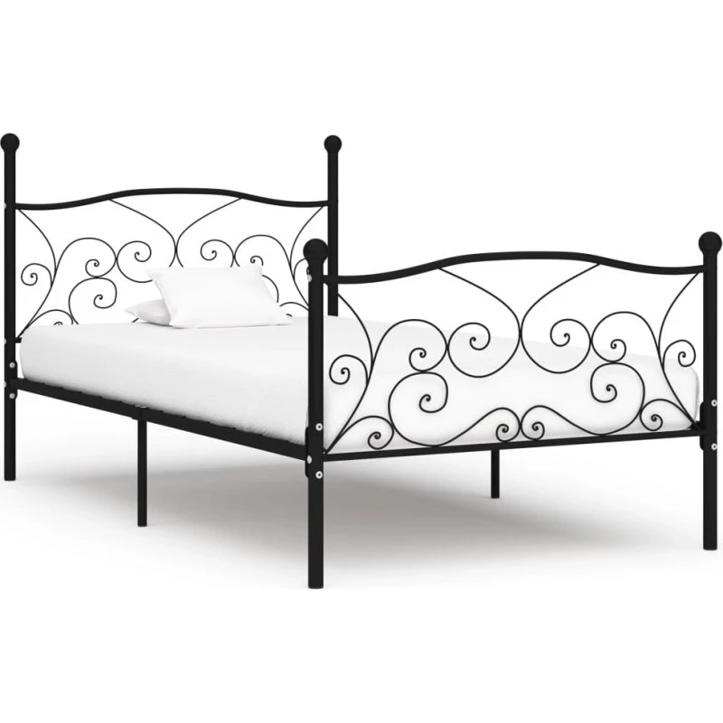 Sengestel med lamelbund 90x200 cm - Metal, Sort