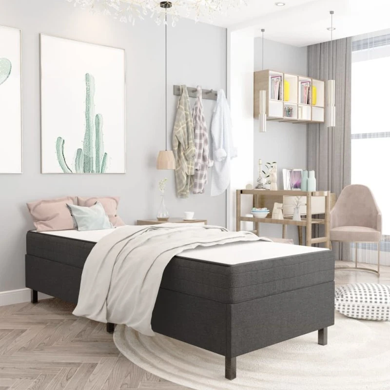 Sengestel til boxmadras 90x200 cm i gråt stof