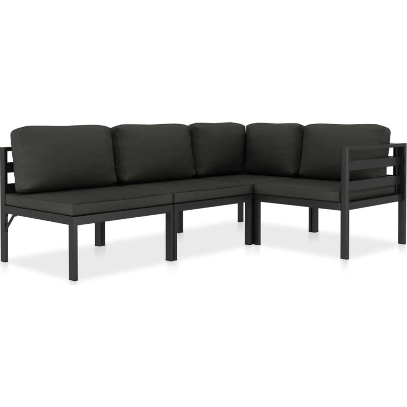 Loungesæt 4 dele i aluminium - antracitgrå med hynder