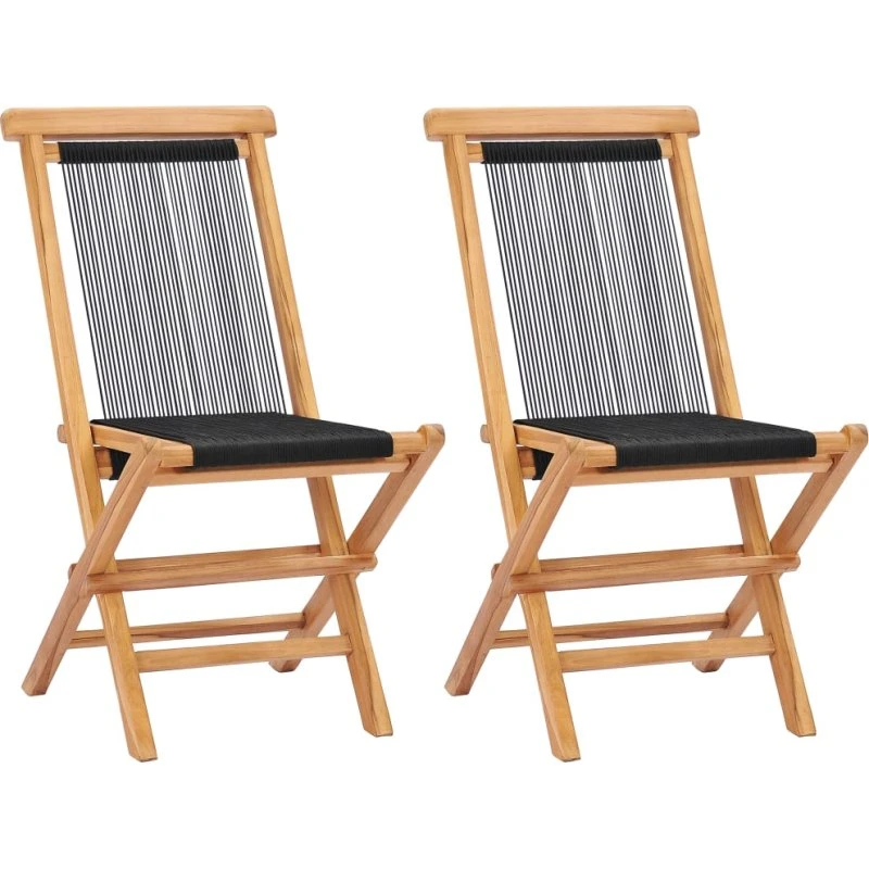Foldbare havestole 2 stk. i massivt teaktræ og reb