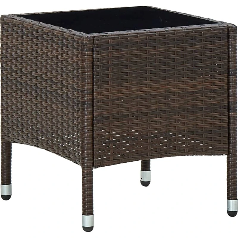 Havebord 40x40x45 cm polyrattan, brun