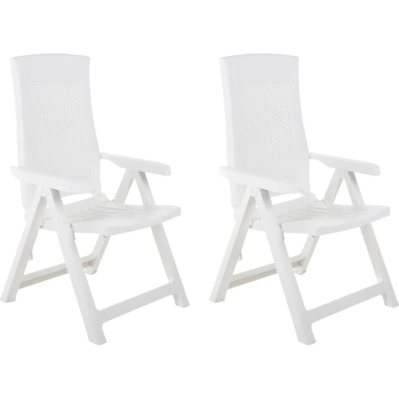 Havelænestole 2 stk. foldbare plastik – hvid