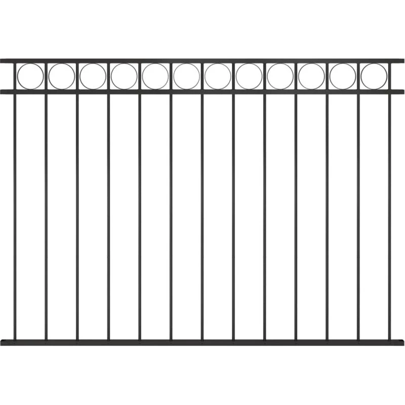 Hegnspanel i stål 1,7x1,2 m – Sort, rund top
