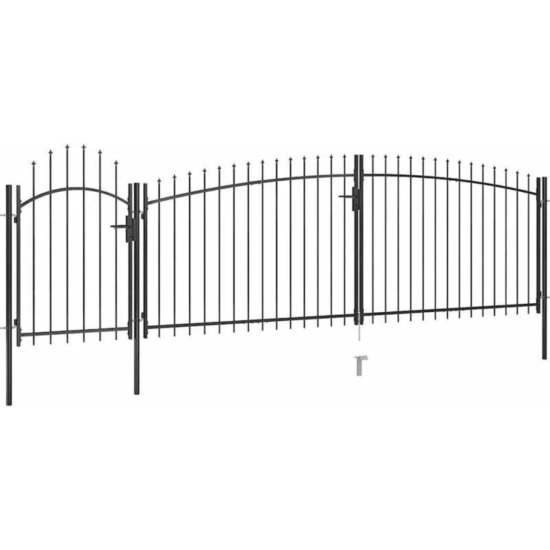 Hegnslåge med spydtop 5x2 m – sort pulverlakeret