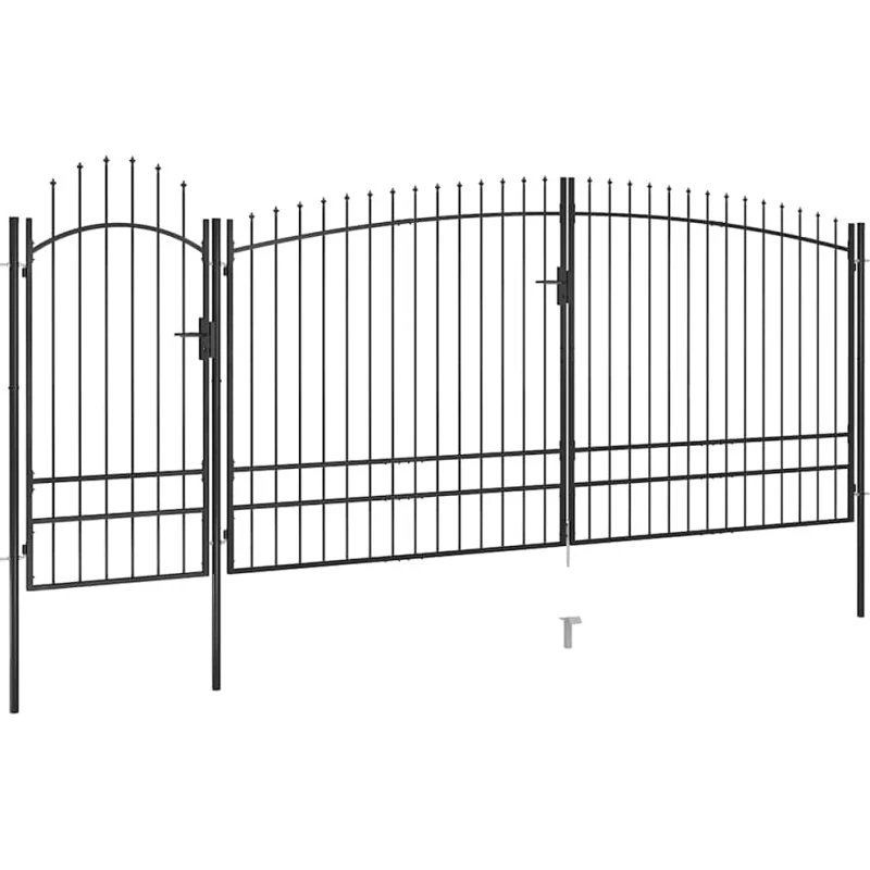 Hegnslåge med spydtop 5x2,45 m – sort pulverlakeret