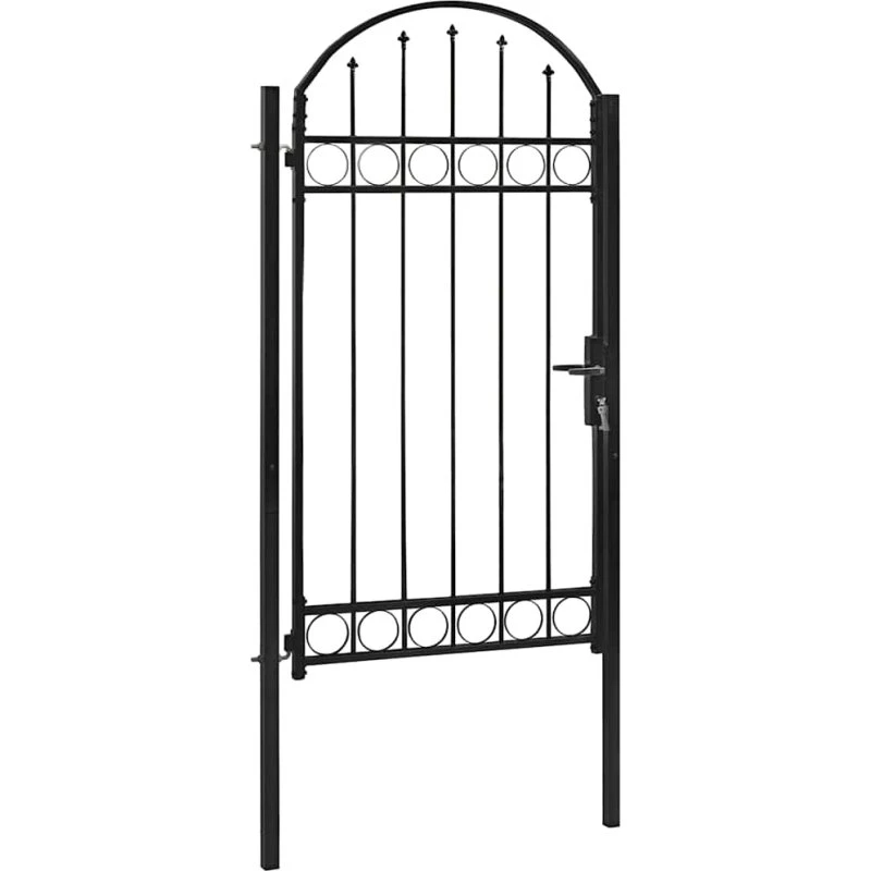 Hegnslåge i stål med buet top 100x250 cm - sort