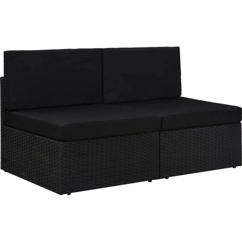 Modulær 2-personers sofa i sort polyrattan