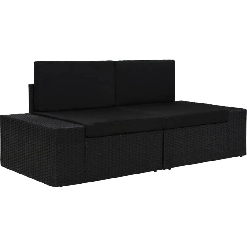 Modulær 2-personers sofa i sort polyrattan
