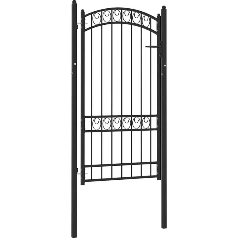 Hegnslåge i stål med buet top 100x175 cm, sort