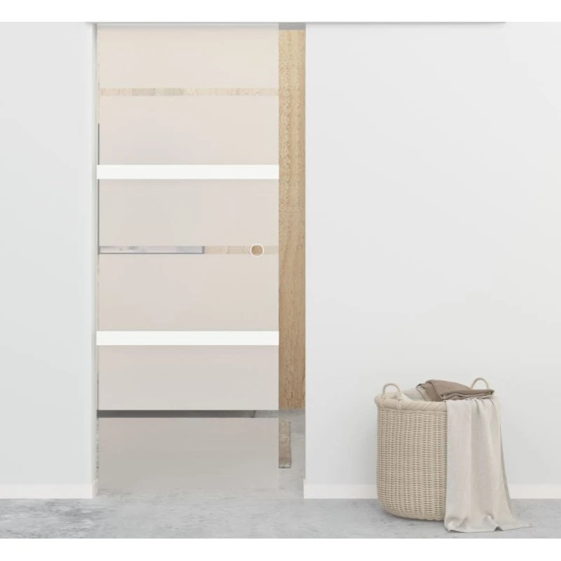 Skydedør 76x205 cm i hærdet glas med bløde stop