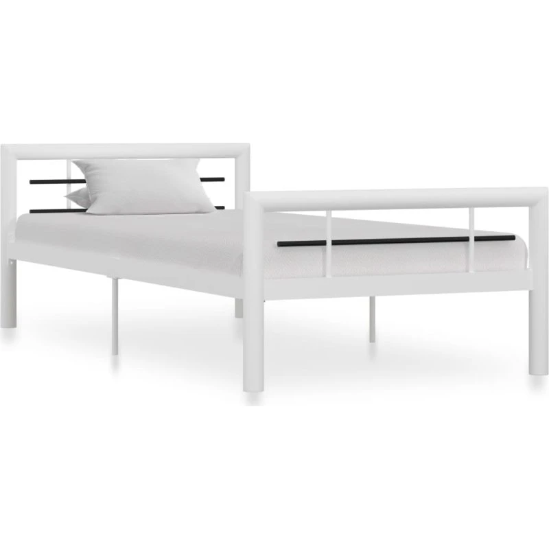Sengestel i metal 100x200 cm – hvid/sort