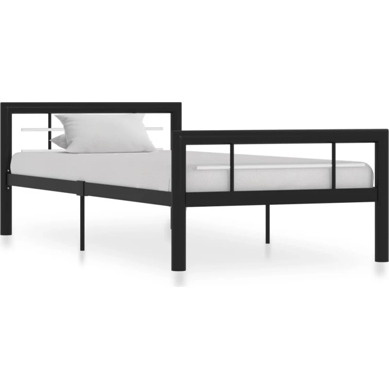 Sengestel i metal 90x200 cm – sort/hvid