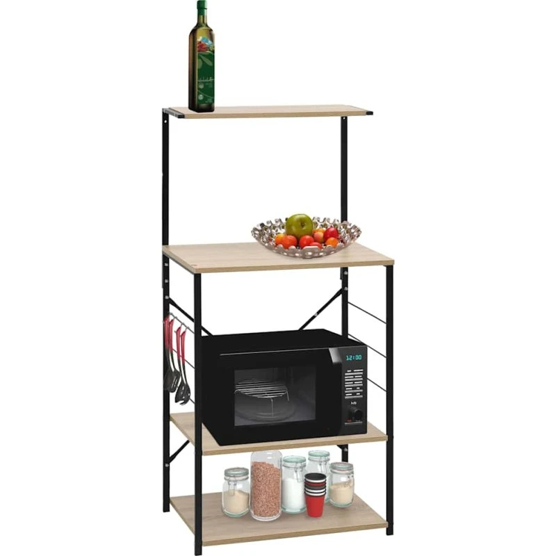 Køkkenreol til mikroovn 60x39,6x123 cm – sort/eg