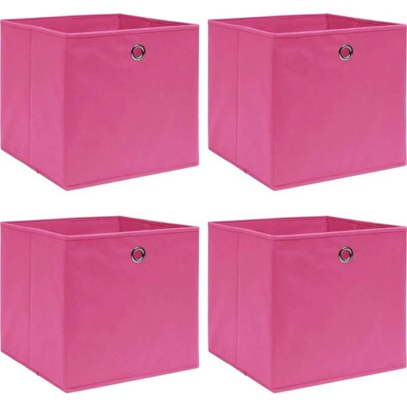 Foldbare opbevaringskasser 4 stk. 32x32x32 cm - lyserød