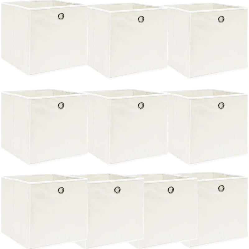 Foldbare opbevaringskasser 10 stk. 32x32x32 cm - hvid